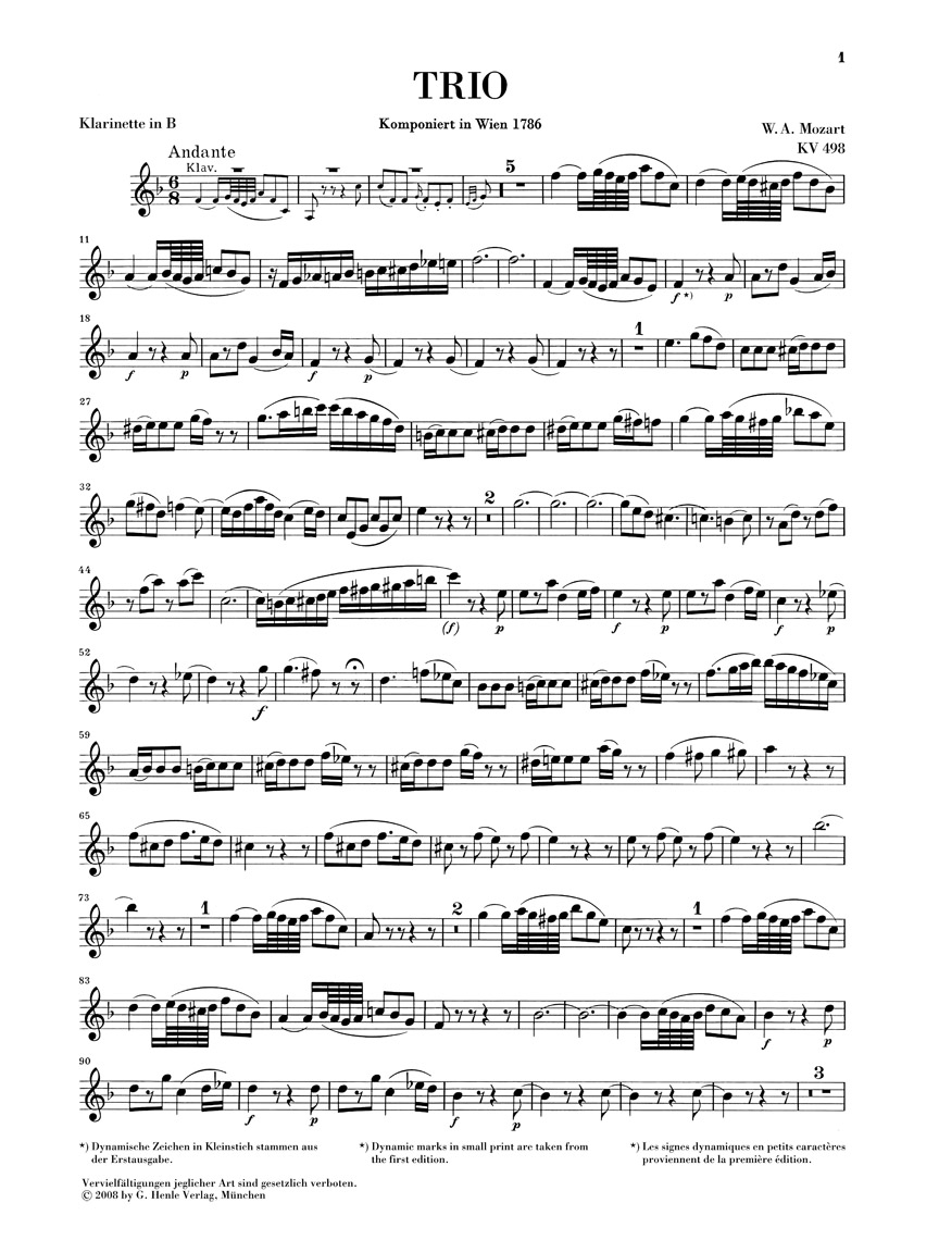 Other Cover Image Trio KV 498 (Kegelstatt) für Klavier, Klarinette (Violine) und Viola