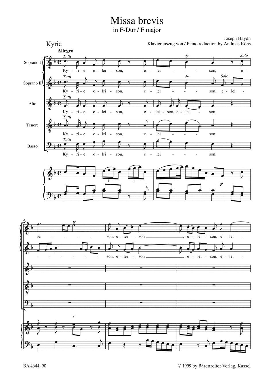 Other Cover Image Missa brevis F-Dur Hob. XXII:1