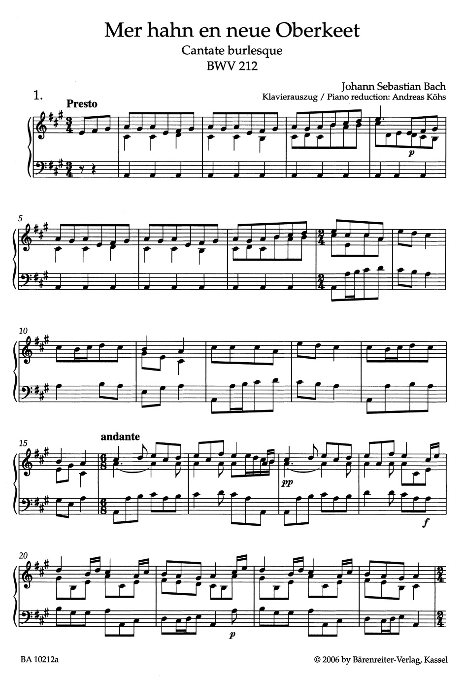 Other Cover Image Mer hahn en neue Oberkeet BWV 212 "Bauern-Kantate"