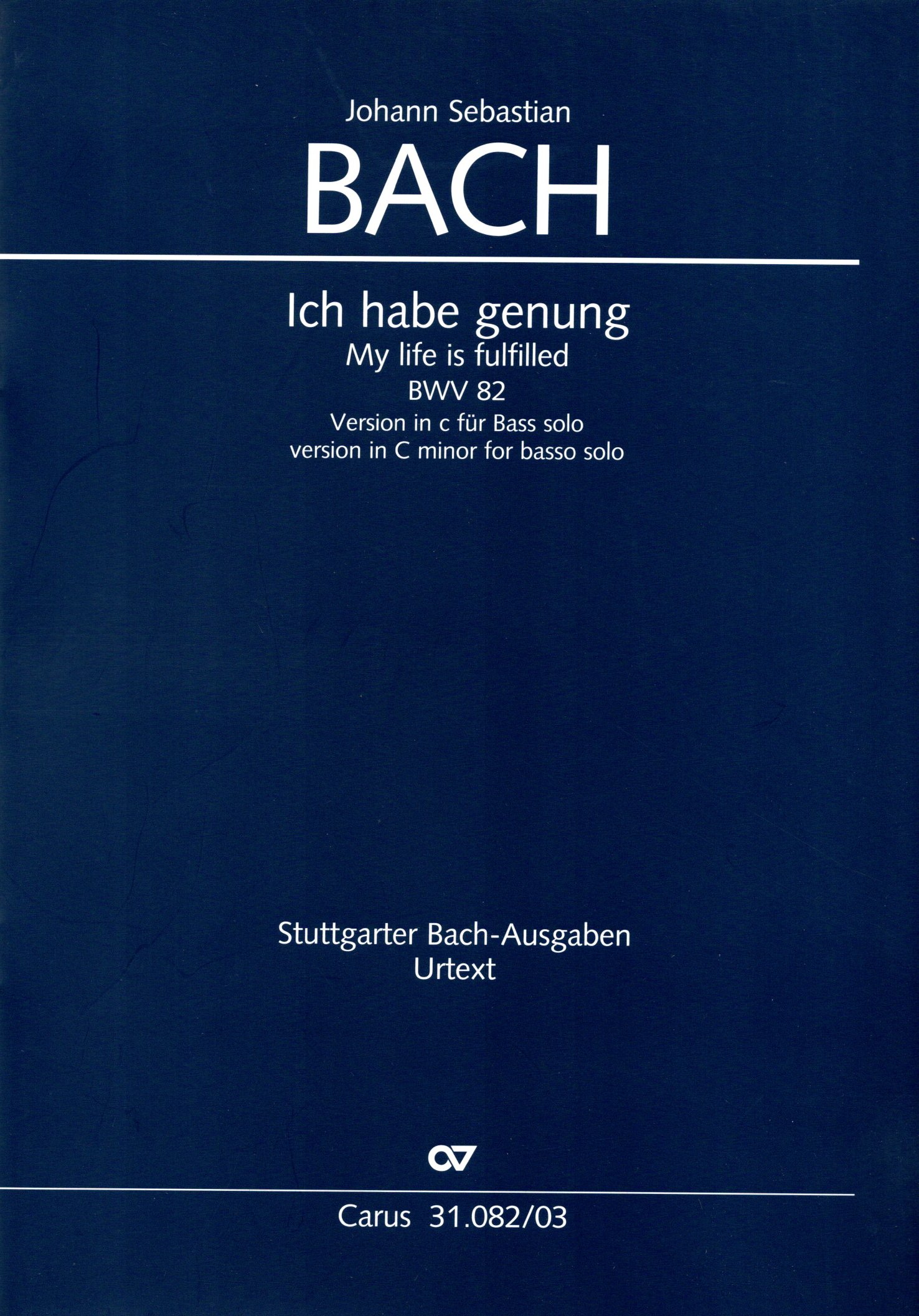 Front Cover Image Ich habe genung c-Moll BWV 82, BWV3 82.1, 82.3