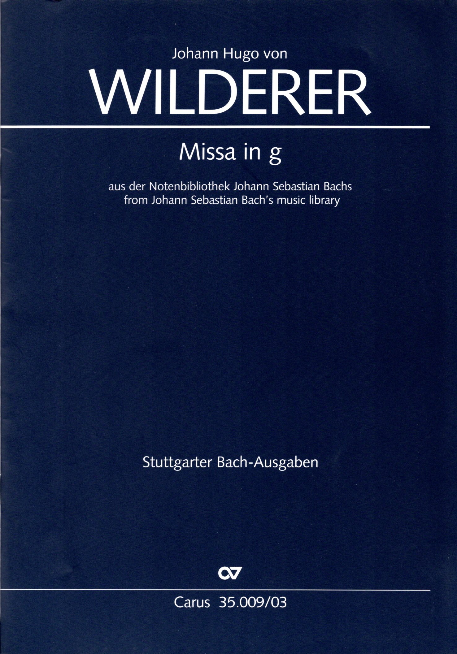 Front Cover Image Missa in g aus der Notenbibliothek J. S. Bachs