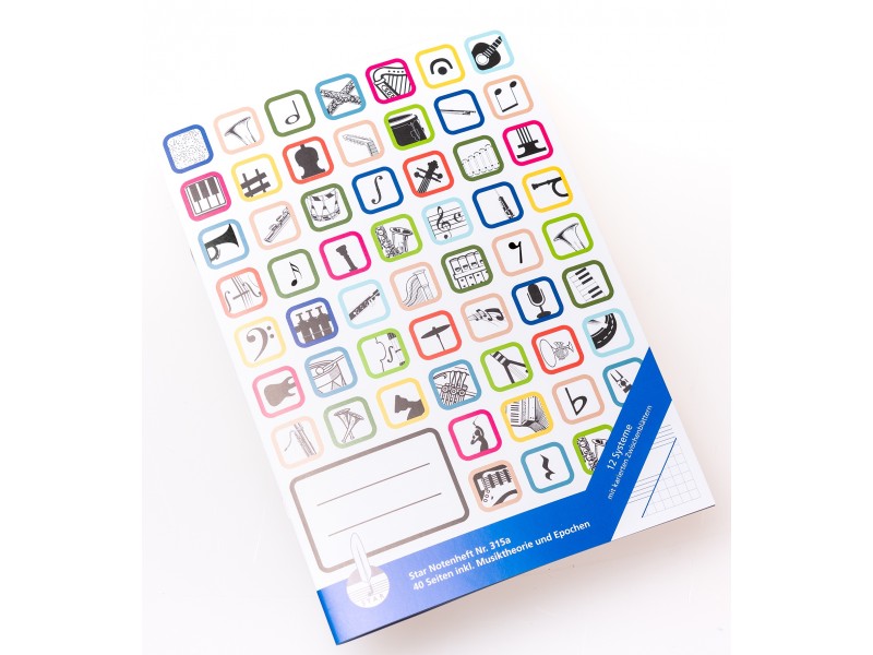 Front Cover Image Notenhefte - DIN A4 hoch 12 Sys m. Zwbl.