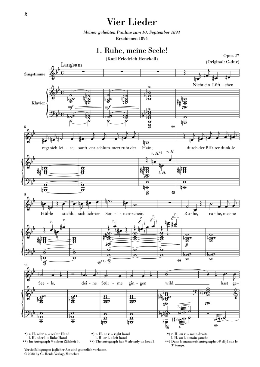 Other Cover Image Vier Lieder op. 27 für Singstimme und Klavier