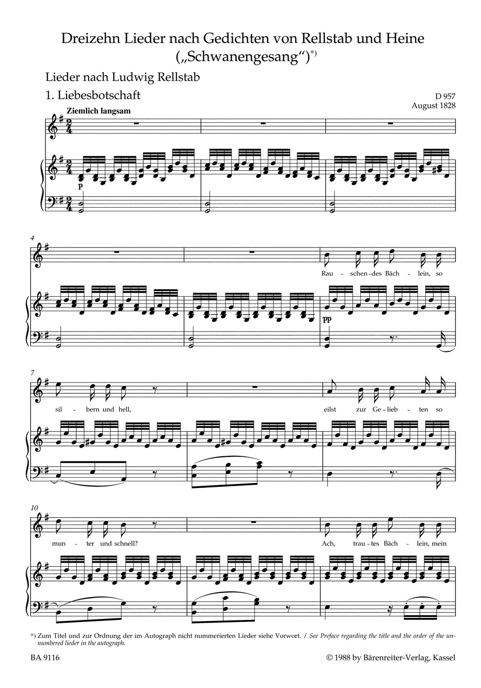 Other Cover Image Schwanengesang. Dreizehn Lieder nach Gedichten von Rellstab und Heine D 957 / "Die Taubenpost" D 965 A