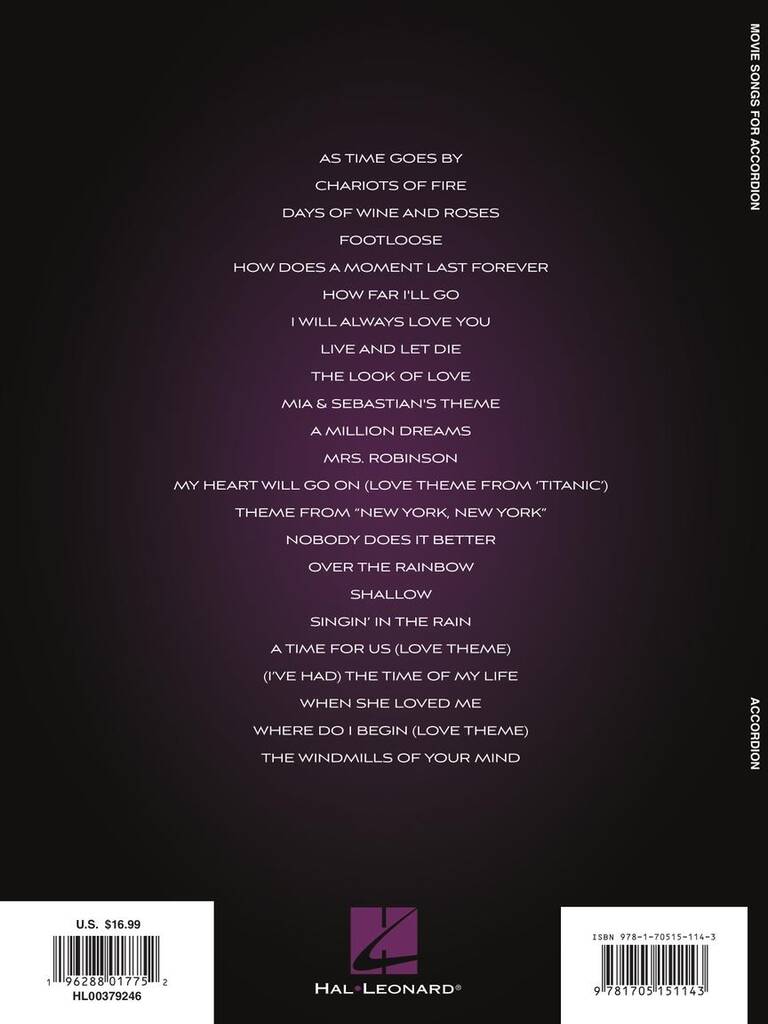 Other Cover Image Movie Songs for Accordion