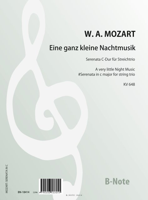 Front Cover Image Ganz kleine Nachtmusik - Serenata für Streichtrio KV 648