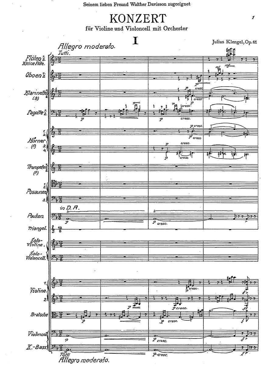 Front Cover Image Konzert für Violine, Violoncello und Orchester op. 61