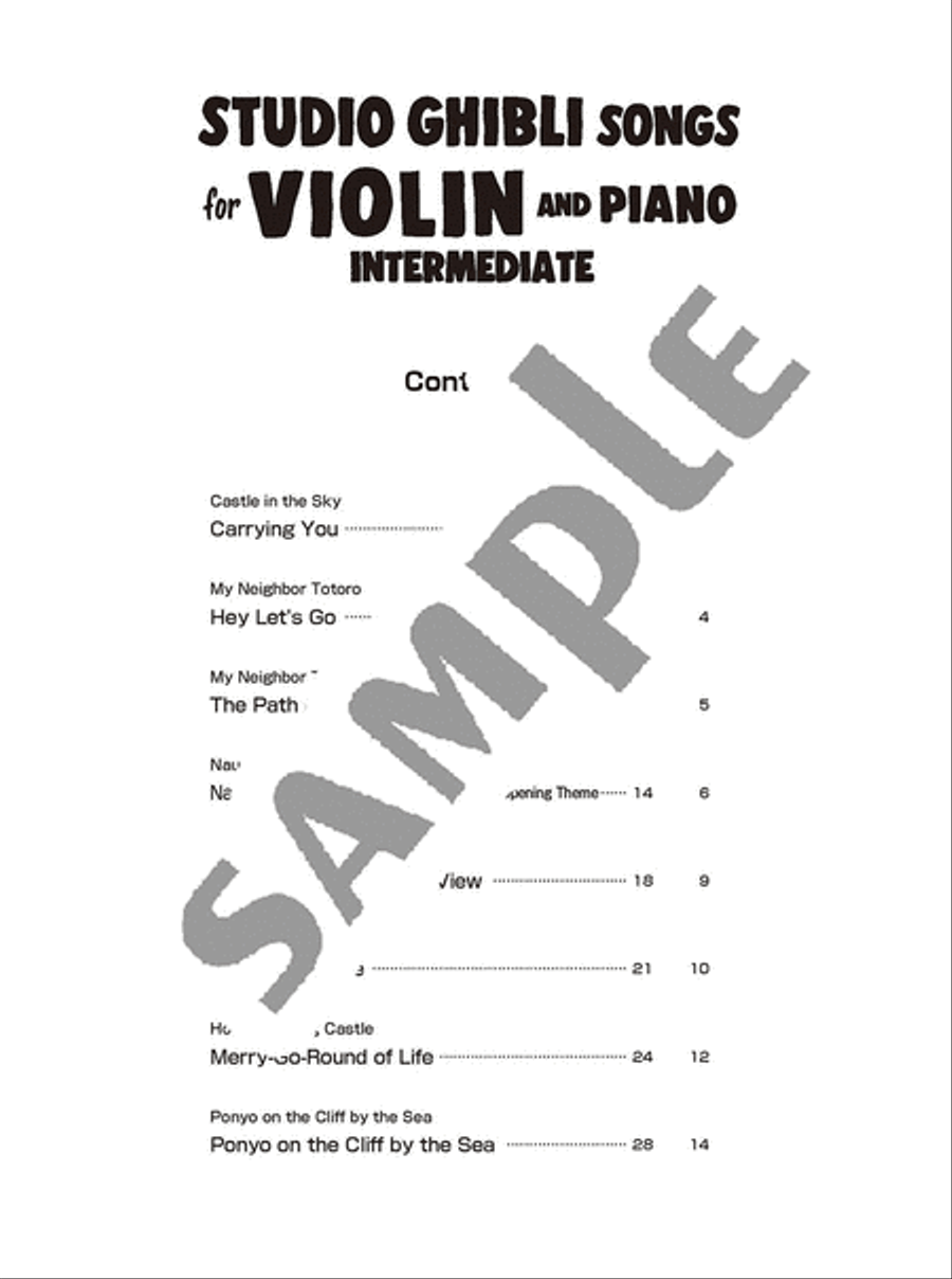 Other Cover Image Studio Ghibli Songs for Intermediate Violin and Piano