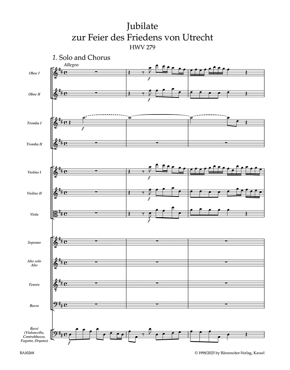 Other Cover Image Jubilate zur Feier des Friedens von Utrecht HWV 279 "Utrechter Jubilate"