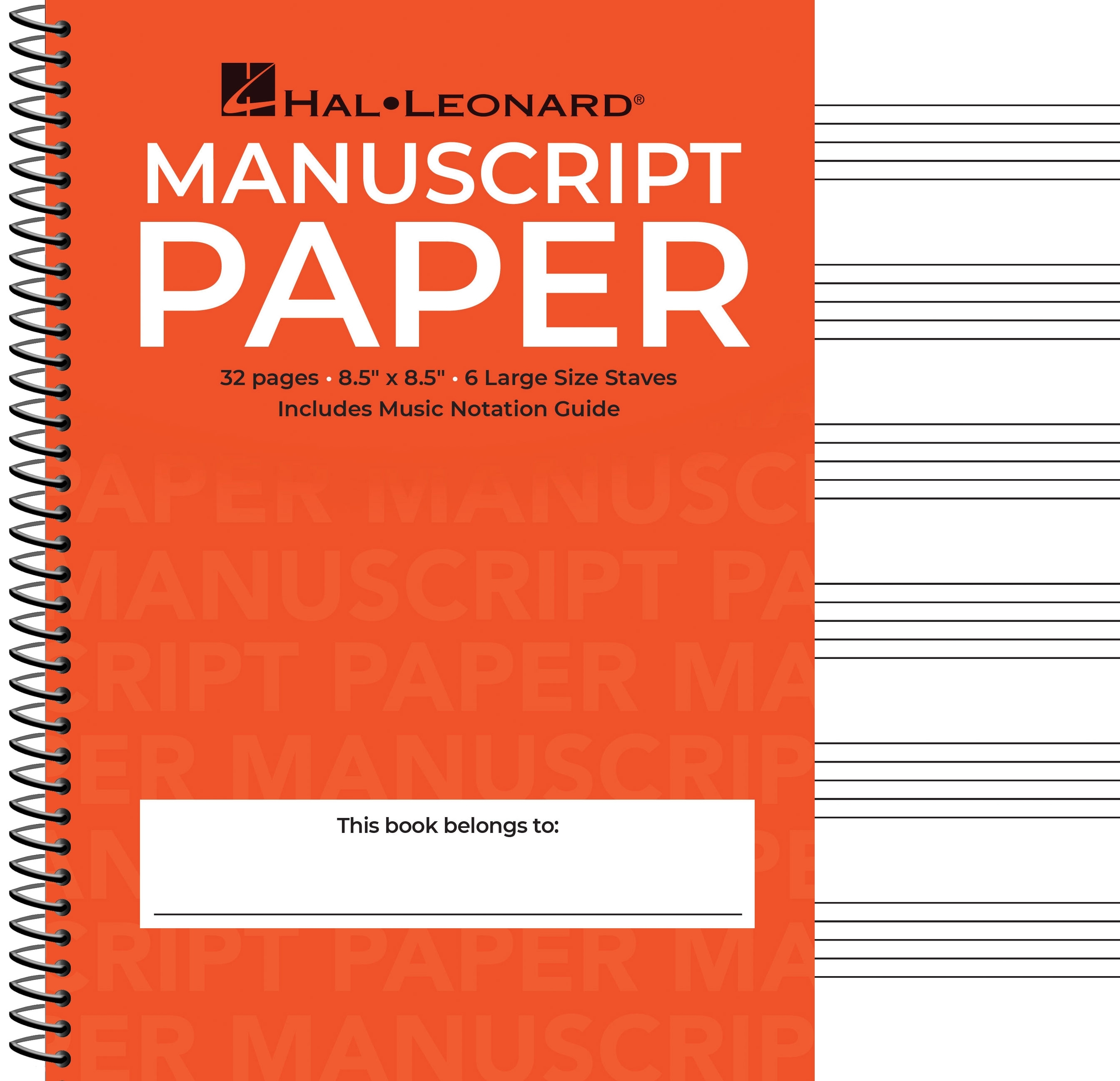 Other Cover Image Wide Staff Manuscript Paper (Red Cover)