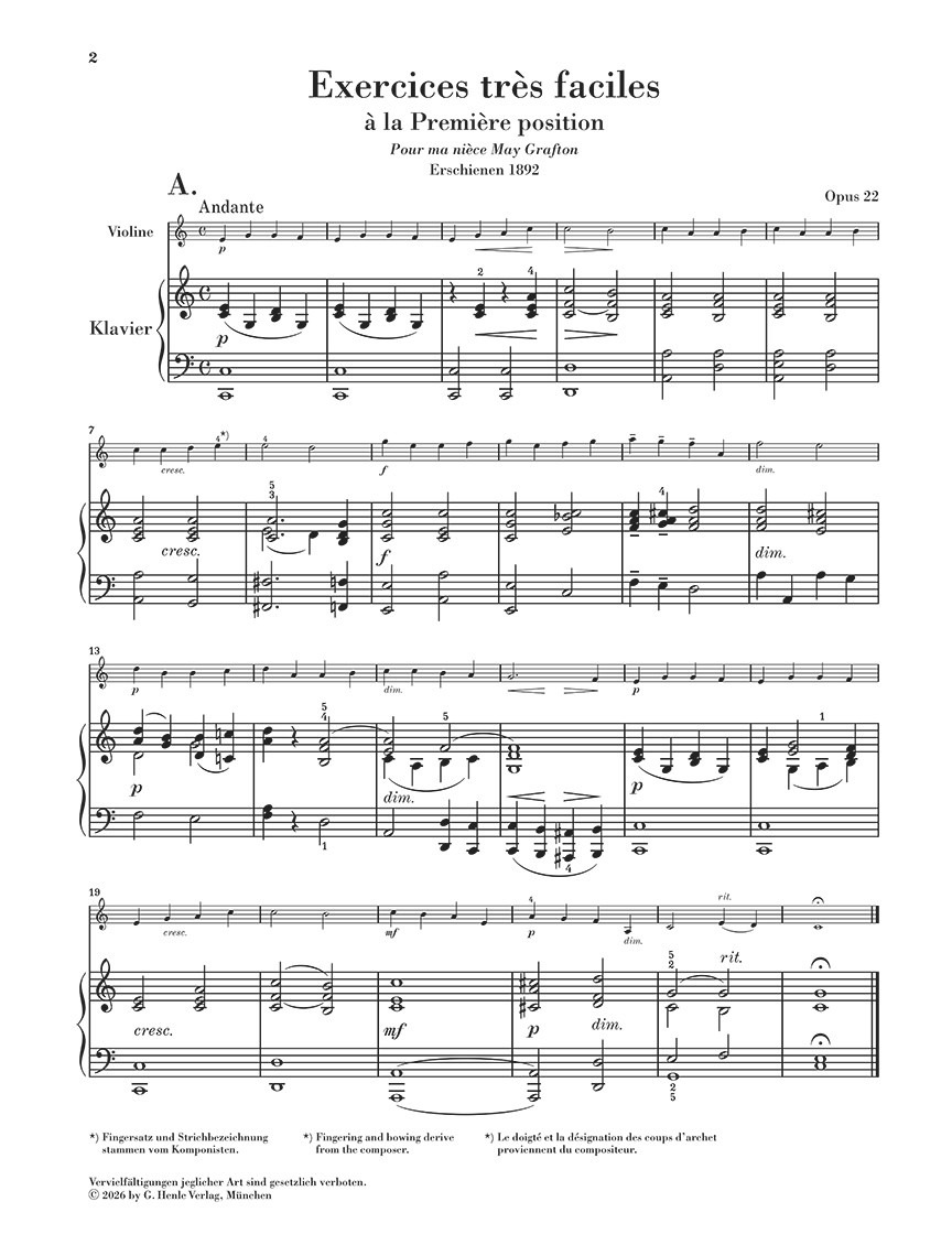 Other Cover Image Sehr leichte melodische Übungen in der ersten Lage Opus 22 für Violine und Klavier