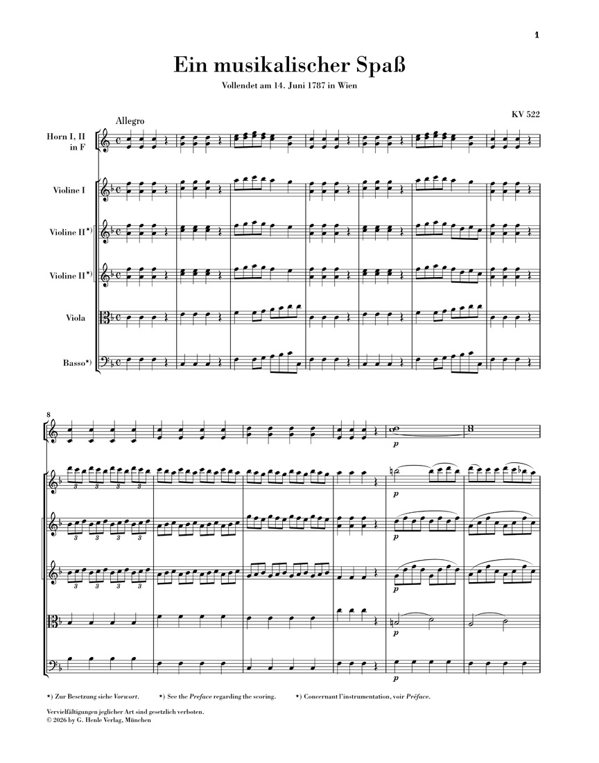 Other Cover Image Ein musikalischer Spaß KV 522 für 2 Hörner in F und Streicher