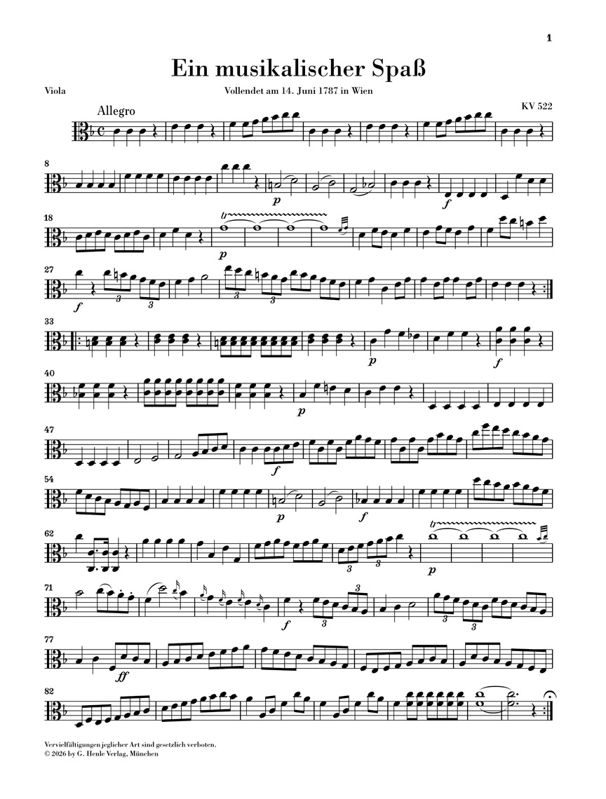 Other Cover Image Ein musikalischer Spaß KV 522 für 2 Hörner in F und Streicher