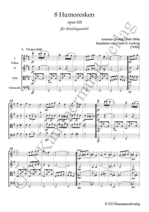 Other Cover Image 8 Humoresken für Streichquartett op. 101