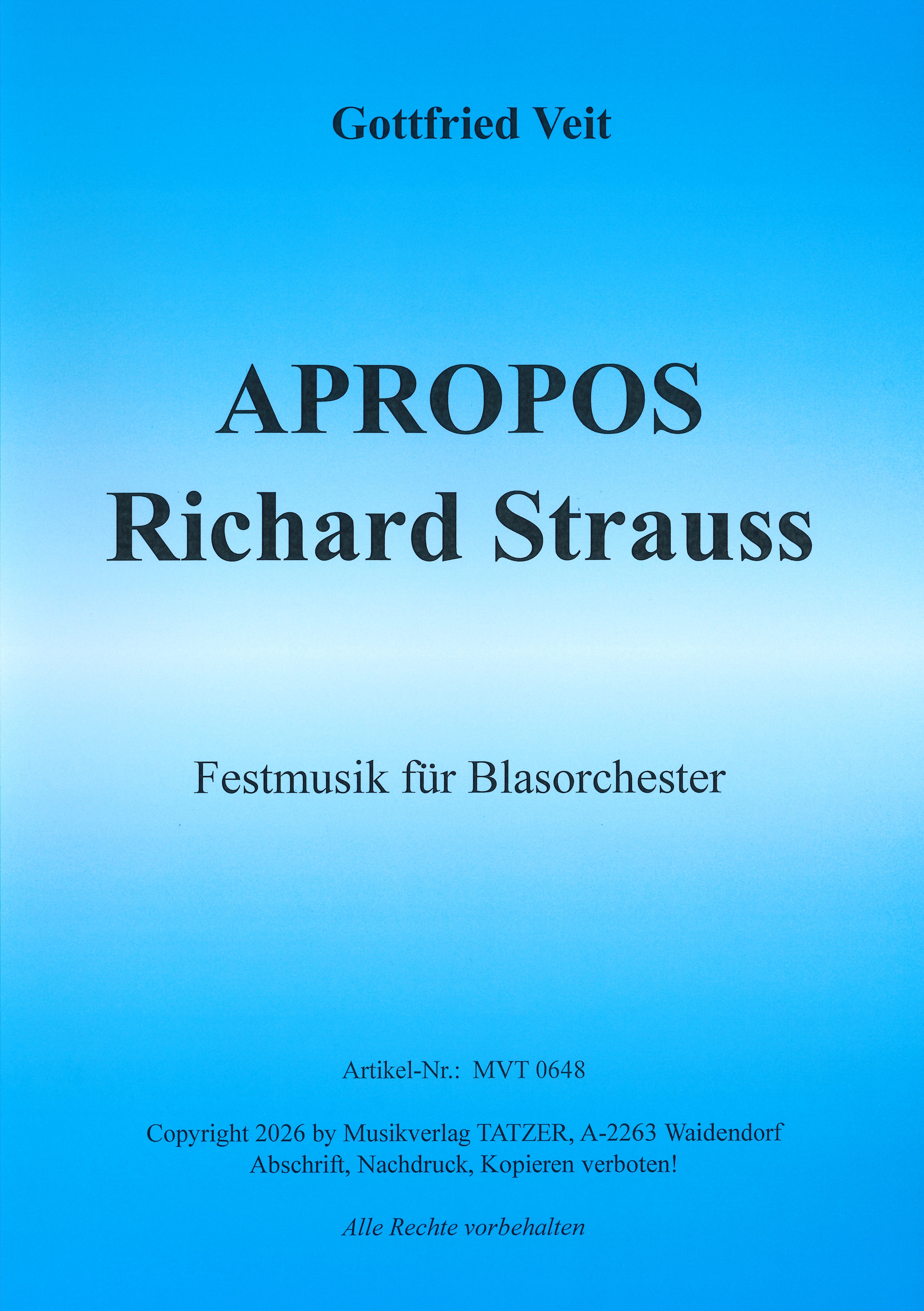 Front Cover Image APROPOS Richard Strauss