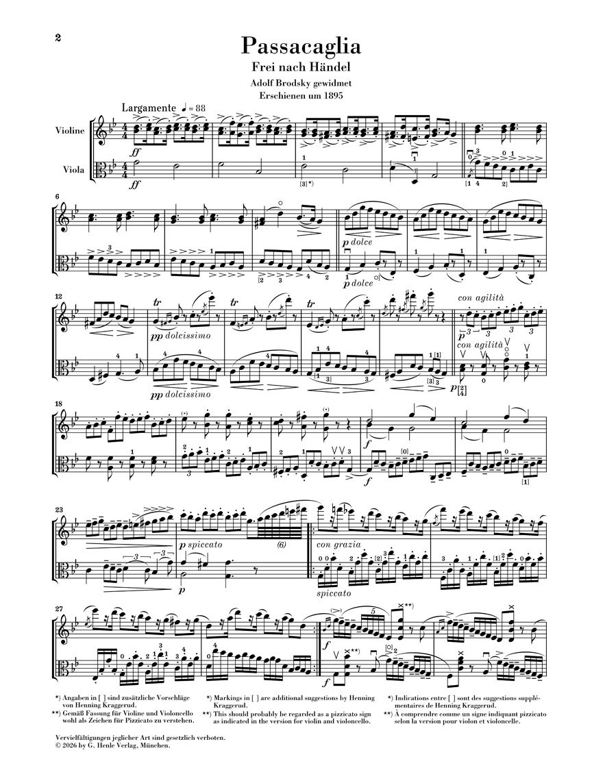 Other Cover Image Passacaglia, Sarabande con Variazioni nach Händel für Violine und Viola