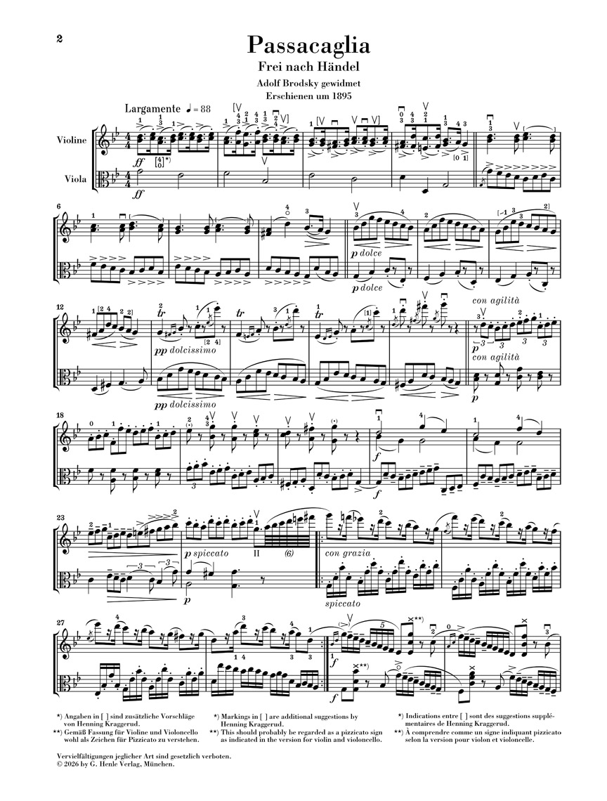 Other Cover Image Passacaglia, Sarabande con Variazioni nach Händel für Violine und Viola