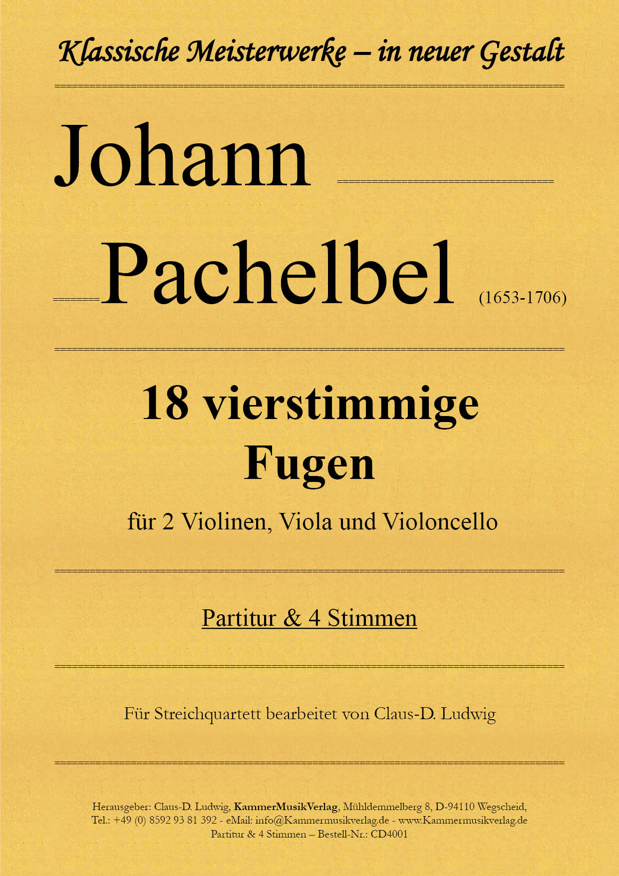 Front Cover Image 18 vierstimmige Fugen für 2 Violinen, Viola und Violoncello