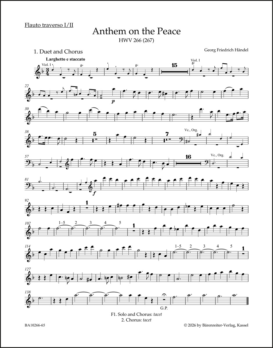 Front Cover Image Anthem on the Peace HWV 266 (267)