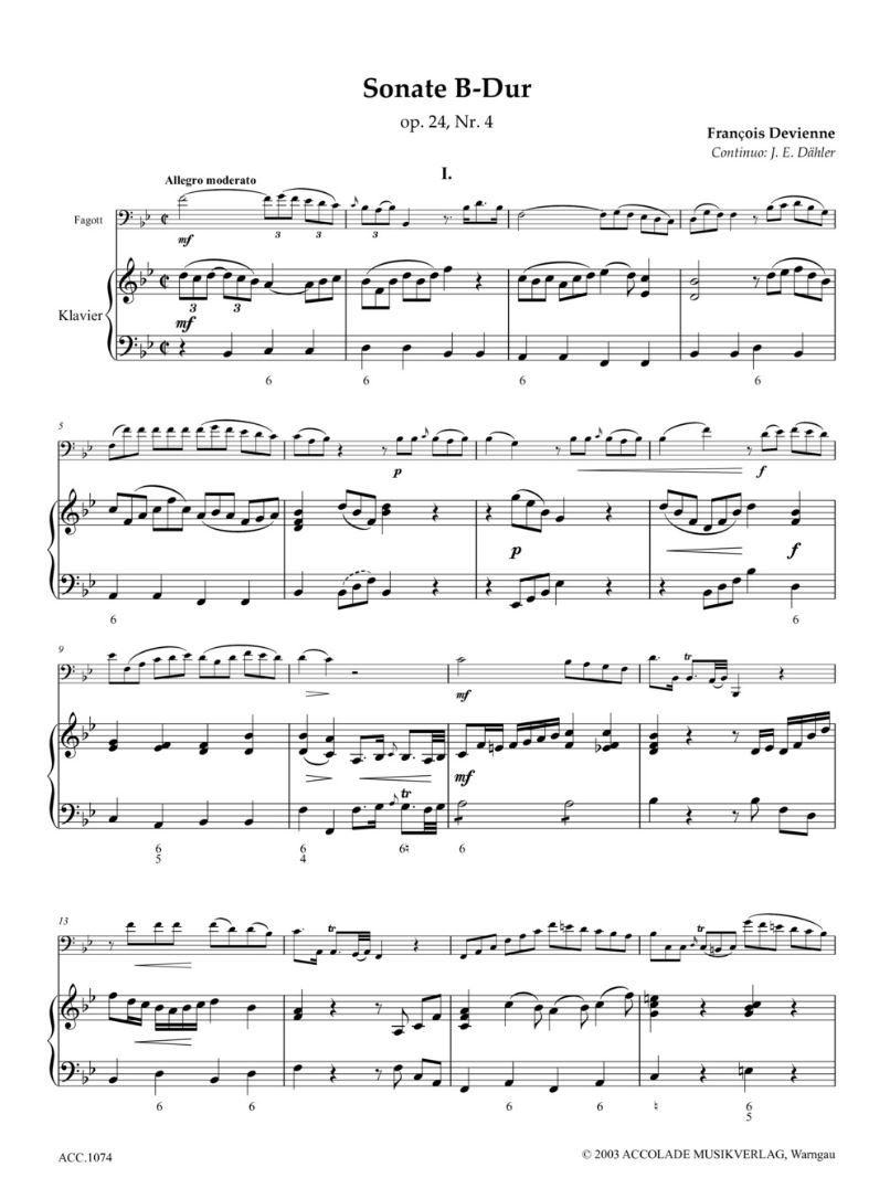 Other Cover Image 6 Sonaten für Fagott und Basso Continuo Nr.4 B-Dur op. 24,4