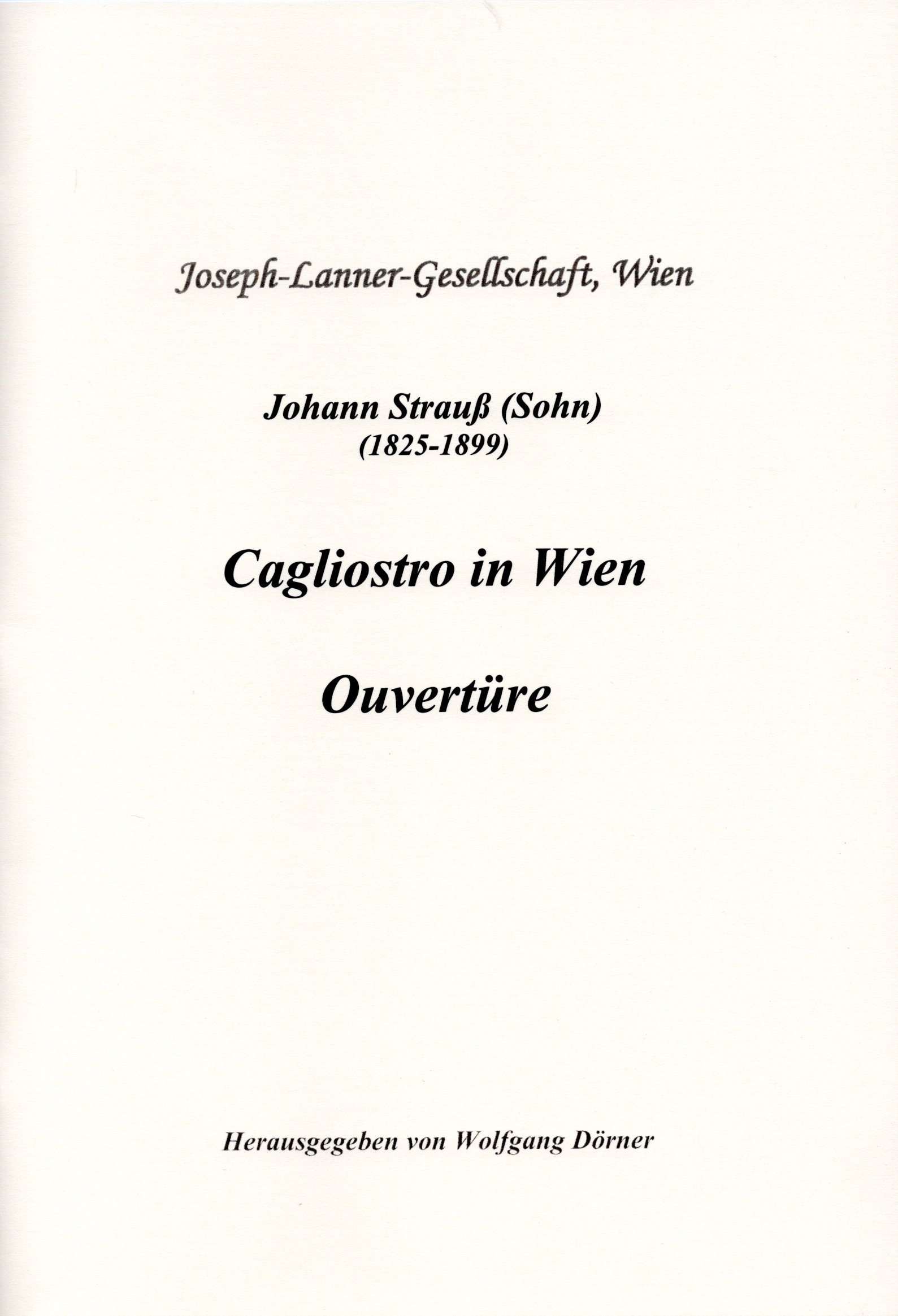 Front Cover Image Cagliostro in Wien, Ouvertüre