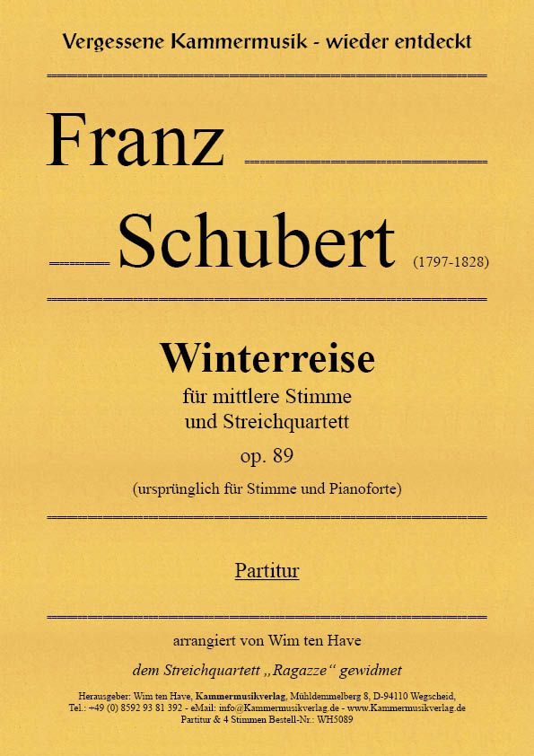 Front Cover Image Winterreise für mittlere Stimme und Streichquartett