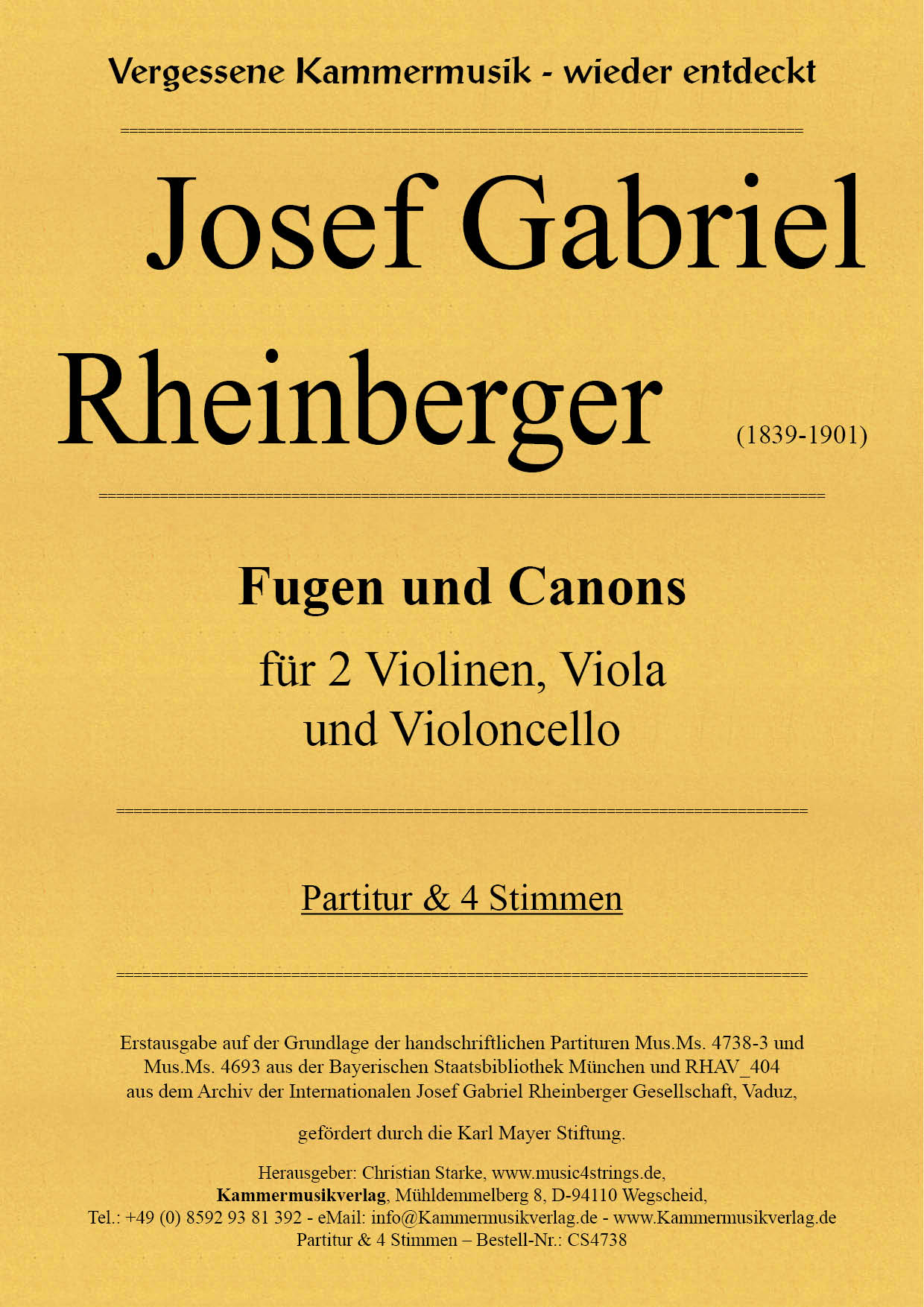 Front Cover Image Fugen und Canons für Streichquartett