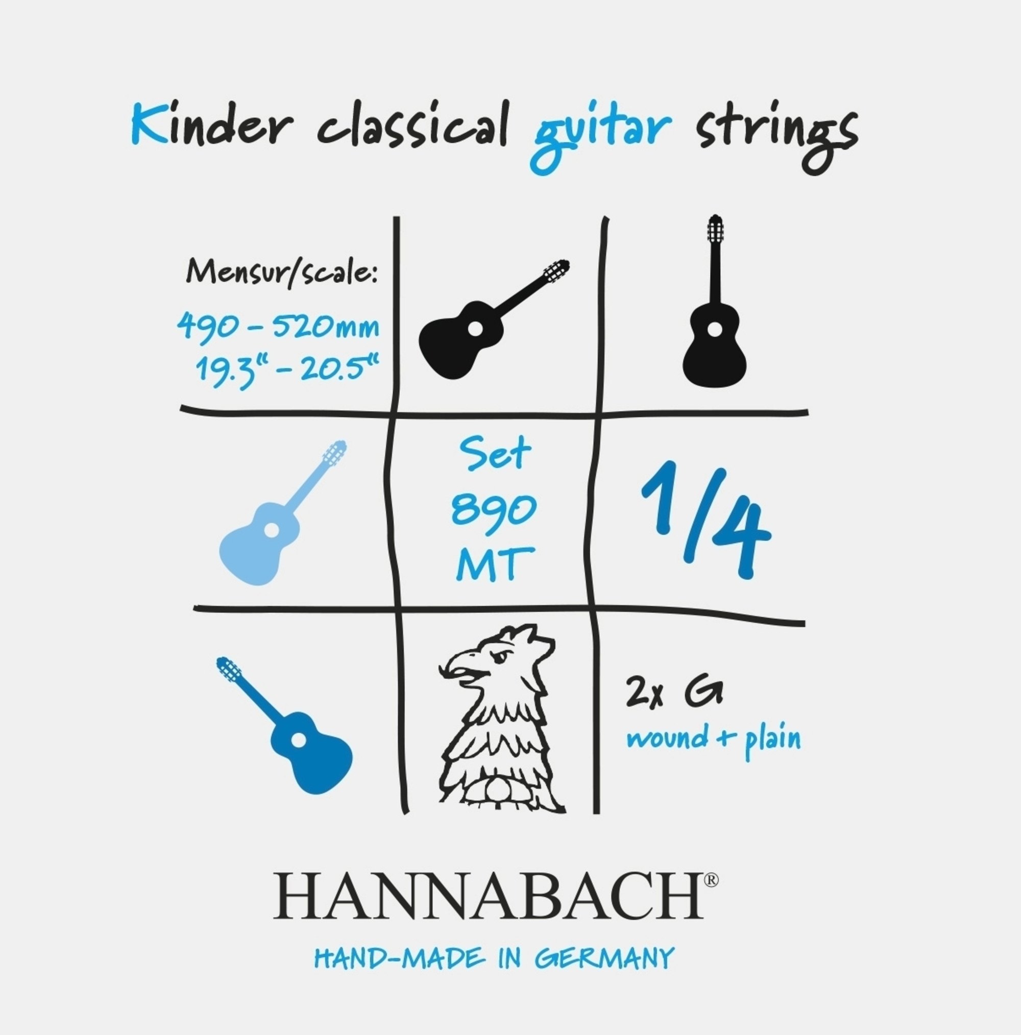 Front Cover Image Hannabach Klassikgitarre-Saiten Serie 890 1/4 Kindergitarre Mensur: 49-52cm
