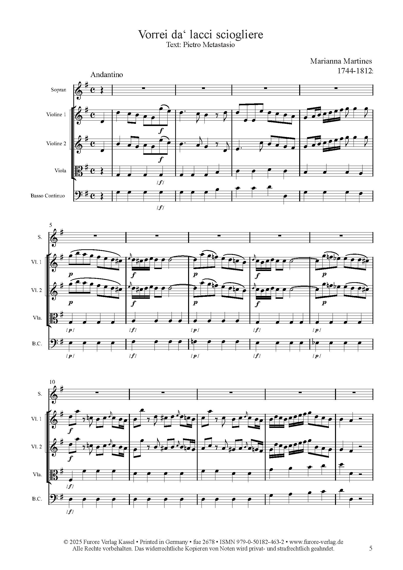 Other Cover Image Vorrei da' lacci sciogliere Arie für Sopran und Streicher mit Basso continuo (1767)