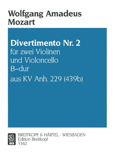 Other Cover Image Divertimento Nr. 2 B-dur KVAnh 229 (439B)