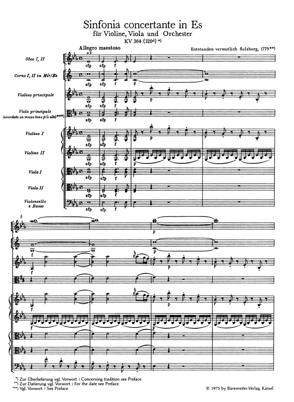 Other Cover Image Sinfonia concertante für Violine, Viola und Orchester Es-Dur KV 364 (320d)