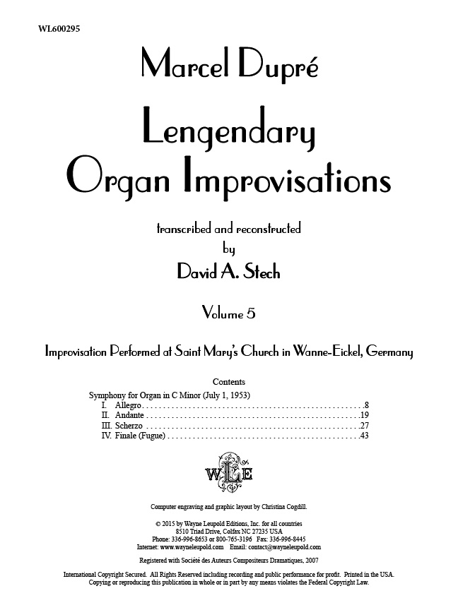 Other Cover Image Legendary Organ Improvisations, Volume 5