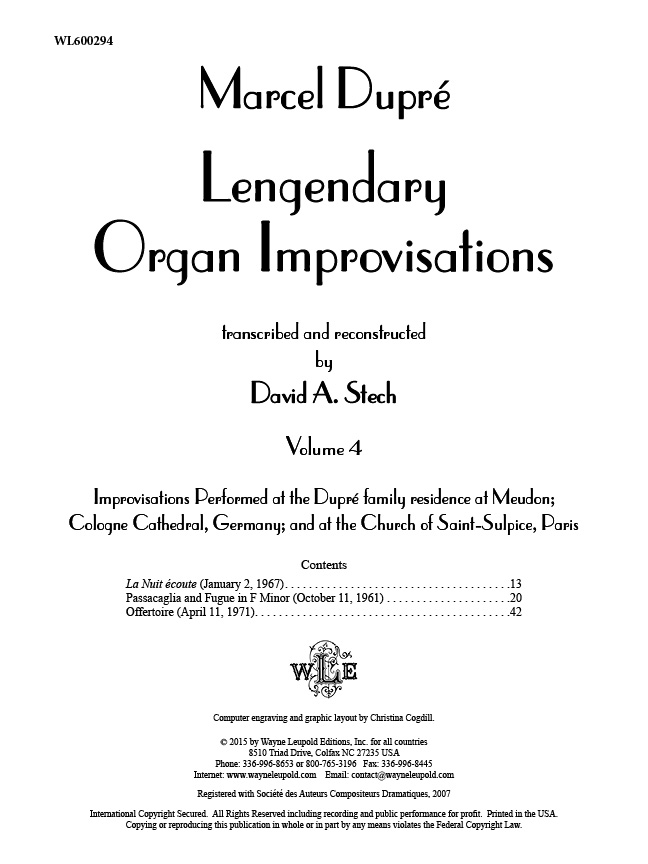 Other Cover Image Legendary Organ Improvisations, Volume 4