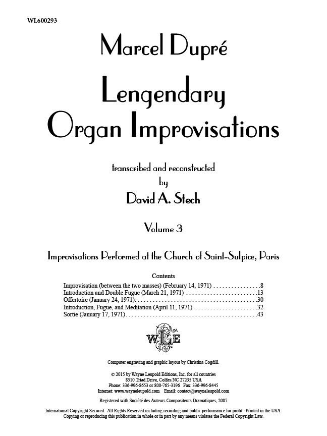 Other Cover Image Legendary Organ Improvisations, Volume 3