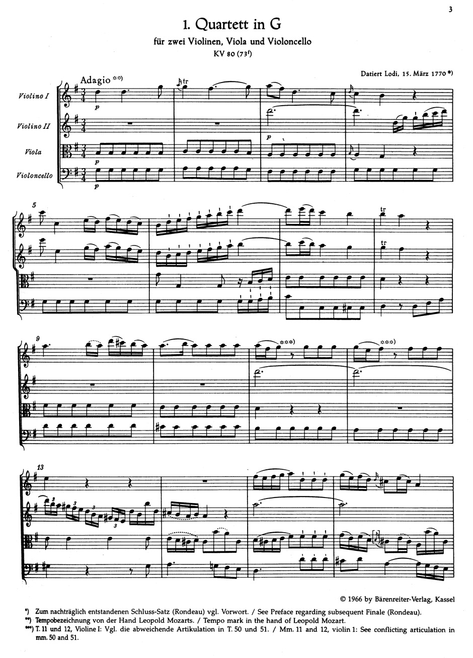 Front Cover Image Die dreizehn frühen Streichquartette