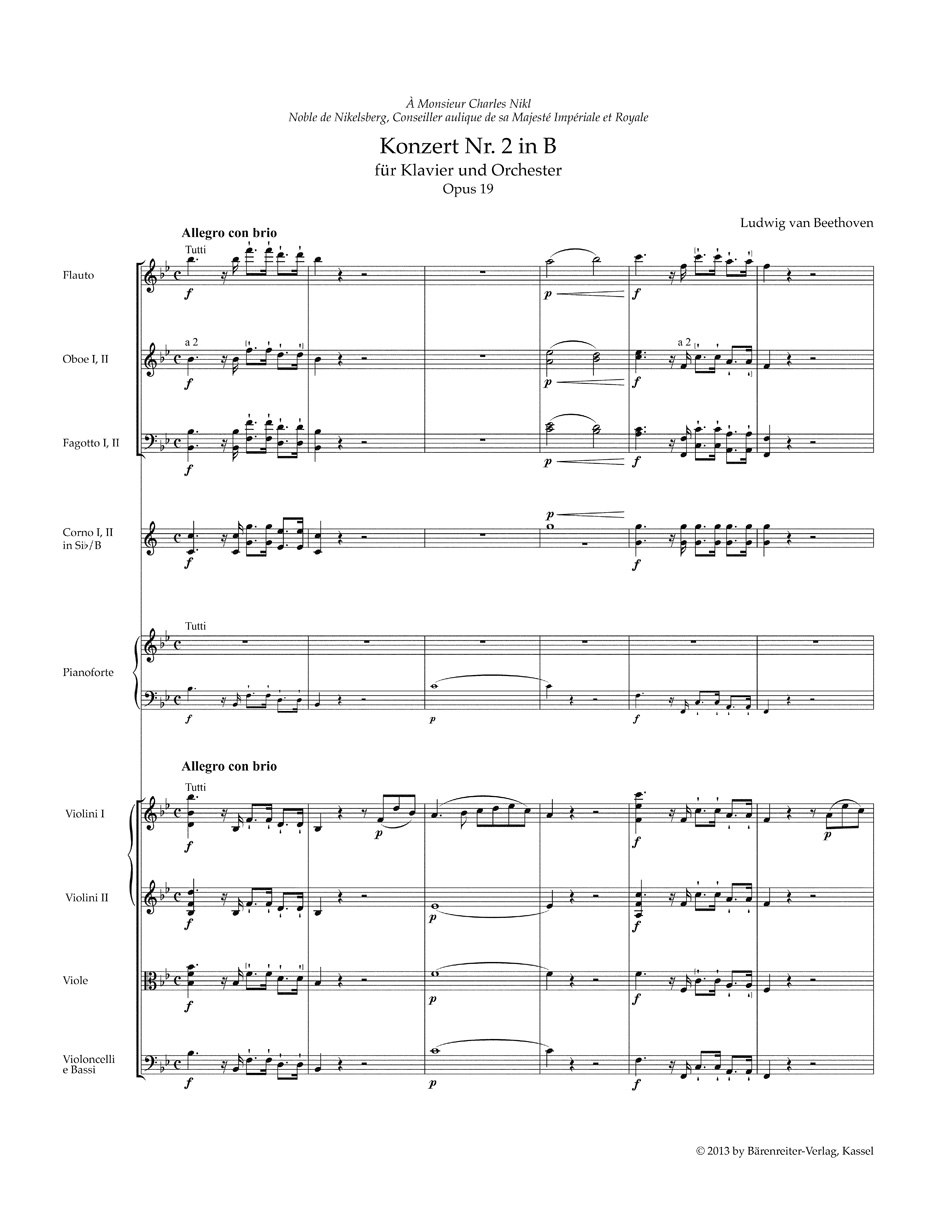 Front Cover Image Konzert für Klavier und Orchester Nr. 2 B-Dur op. 19