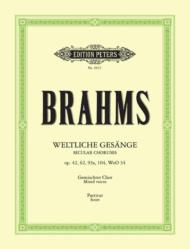 Front Cover Image Weltliche Gesänge für gemischten Chor op. 42, 62, 93a, 104, WoO 34