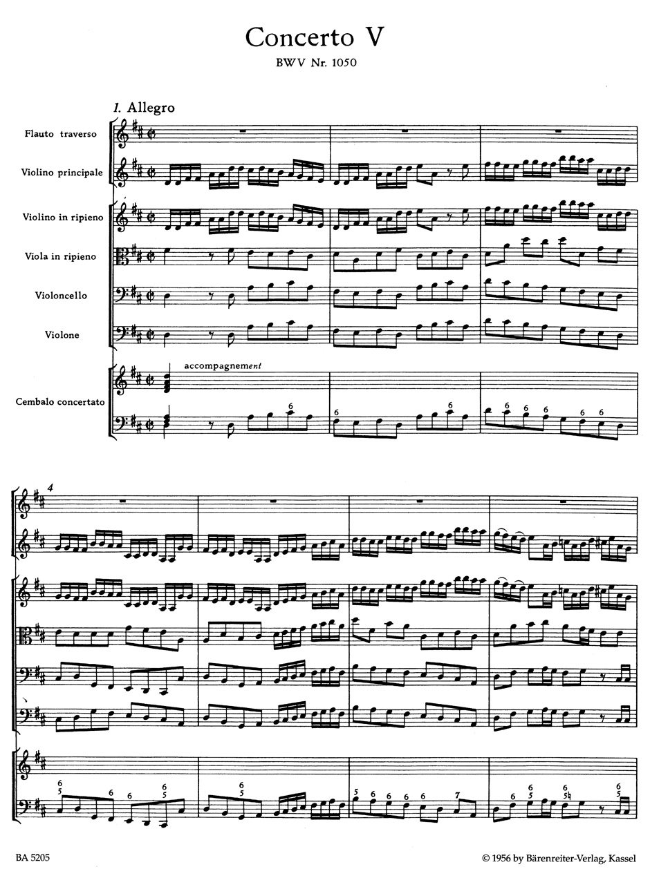 Other Cover Image Brandenburgisches Konzert Nr. 5 und Konzert Nr. 5 »Frühfassung« D-Dur BWV 1050, 1050a
