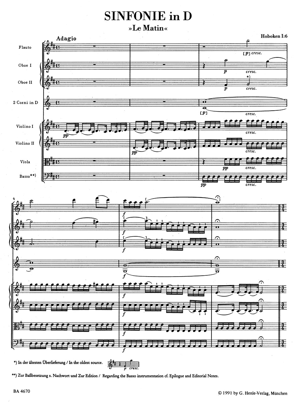 Other Cover Image Sinfonie D-Dur Hob. I:6 "Le Matin"