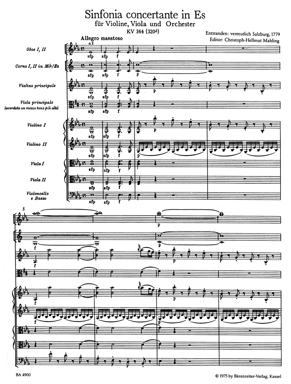 Other Cover Image Sinfonia concertante für Violine, Viola und Orchester Es-Dur KV 364 (320d)
