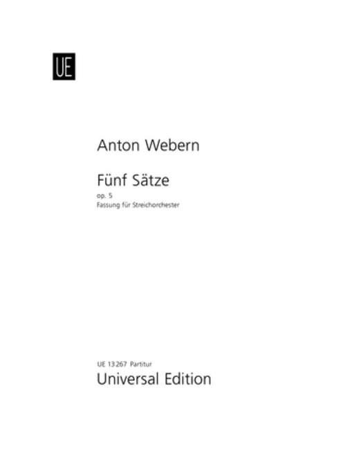 Front Cover Image 5 Sätze für Streichorchester op. 5 (1909/1929)