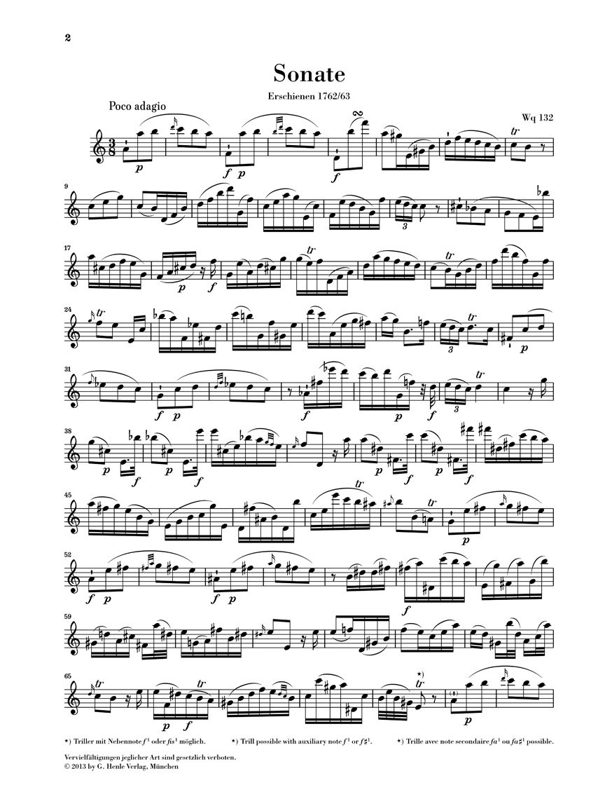 Other Cover Image Sonate a-moll Wq 132 für Flöte solo