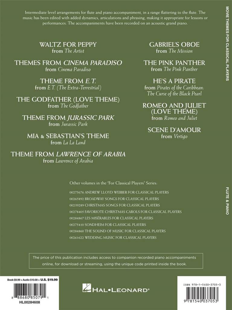 Front Cover Image Movie Themes for Classical Players – Flute and Piano