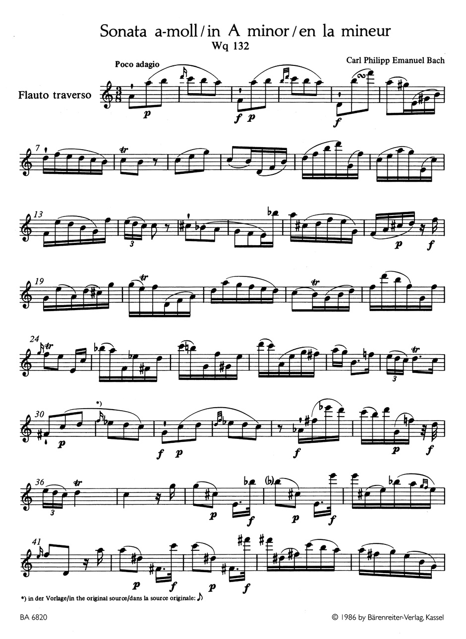 Other Cover Image Sonate für Flöte solo a-Moll Wq 132