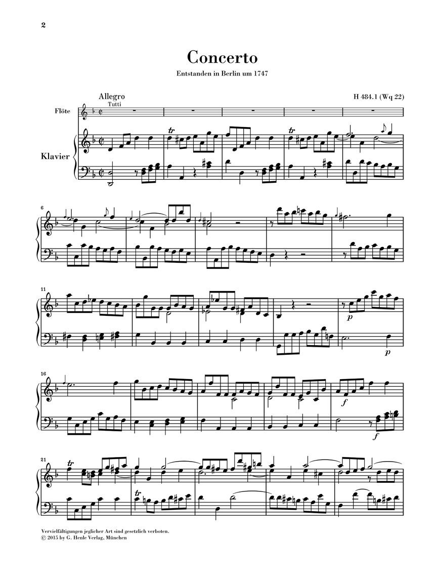 Other Cover Image Flötenkonzert d-moll H 484.1