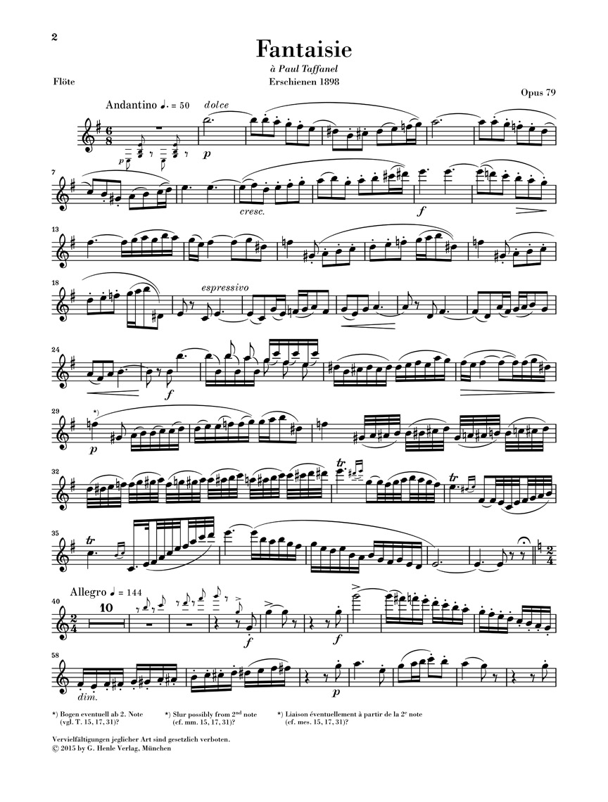 Other Cover Image Fantaisie Opus 79 und Morceau de lecture