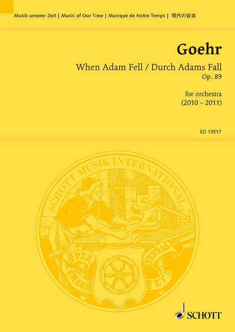 Front Cover Image When Adam Fell / Durch Adams Fall op. 89 