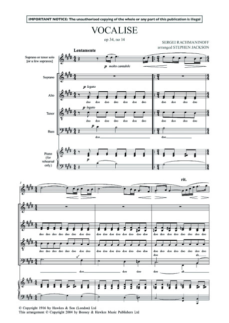 Front Cover Image Vocalise op. 34, No. 14 