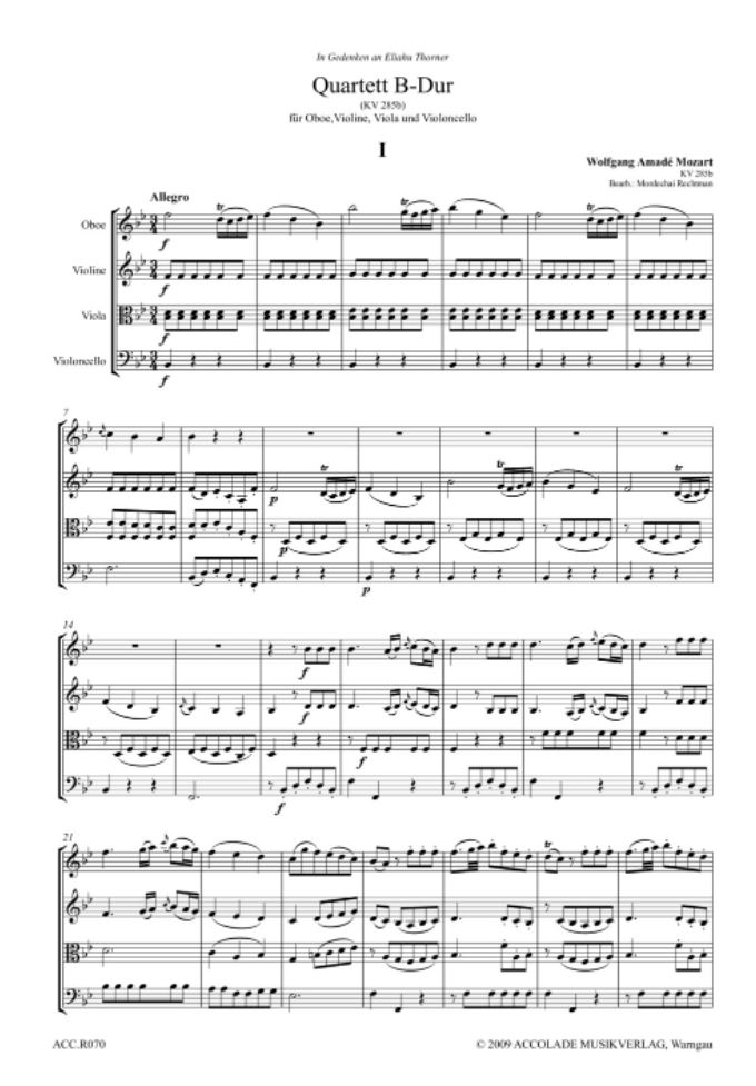 Other Cover Image Quartett B-Dur KV 285b 