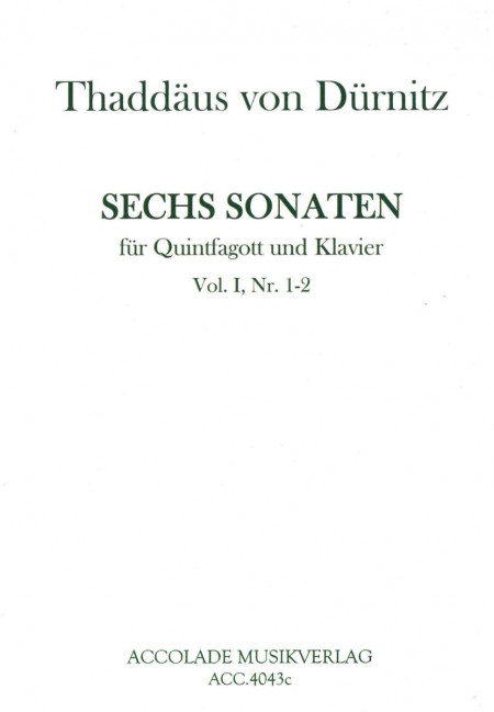 Front Cover Image Sechs Sonaten für Quintfagott und Klavier Band 1